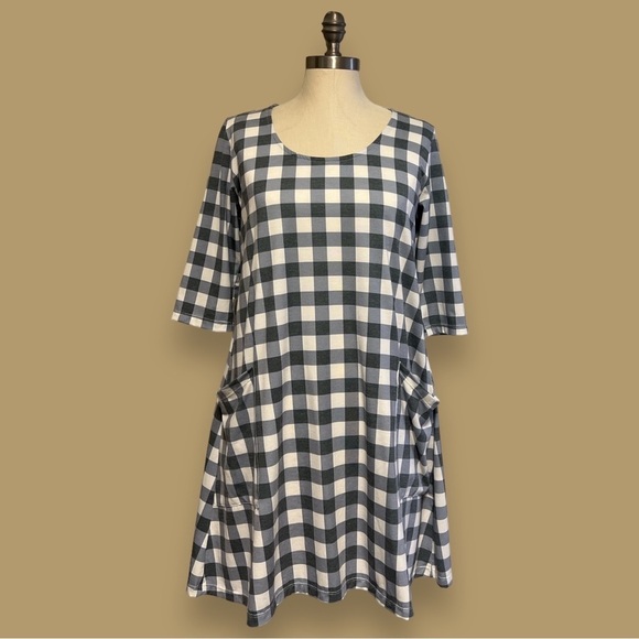Ava Sky Dress Pockets Swing Dress Plaid - Picture 1 of 10